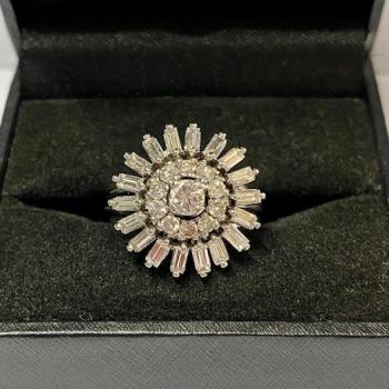 anello margherita oro bianco e diamanti