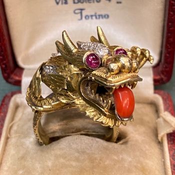 anello vintage drago in oro giallo 18kt