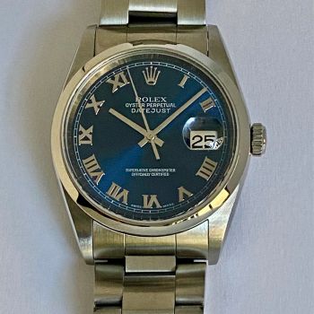 rolex datejust 36 mm acciaio quadrante blu